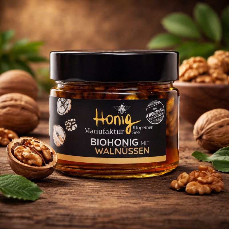 Biohonig mit Walnüssen 20% | 250 gramm